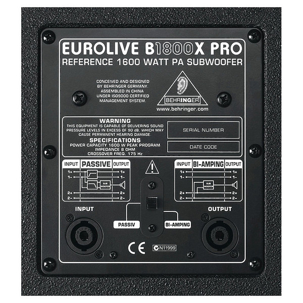 Сабвуфер Behringer B1800X PRO артикул 124085Si-1 фото 5