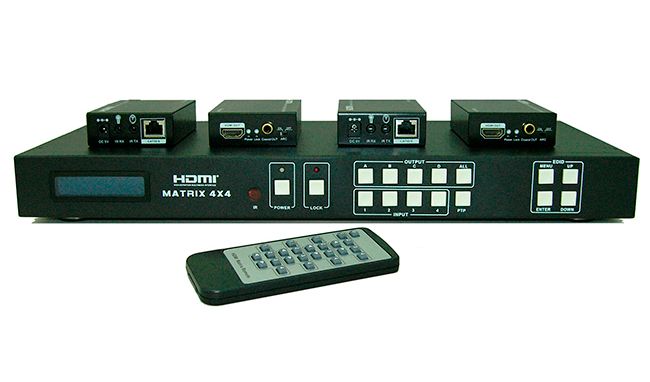 HDMI матрица Dr.HD 4x4 с удлинением по UTP / Dr.HD MA 444 FBT 100 артикул 143229Si-1