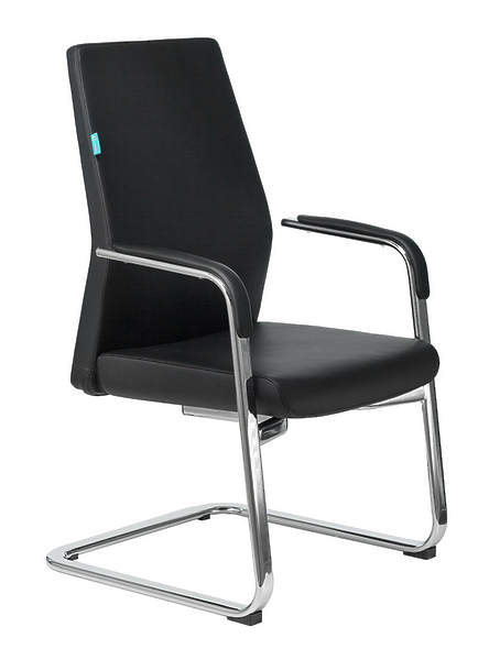 Кресло Бюрократ _JONS-LOW-V/BLACK (Office chair _JONS-LOW-V black leather low back runners metal хром) артикул 263498Si-1