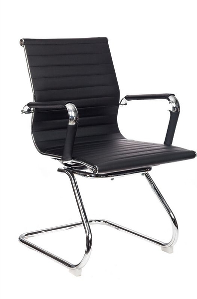 Кресло Бюрократ CH-883-LOW-V/BLACK (Office chair CH-883-LOW-V black eco.leather low back runners metal хром) артикул 263422Si-1