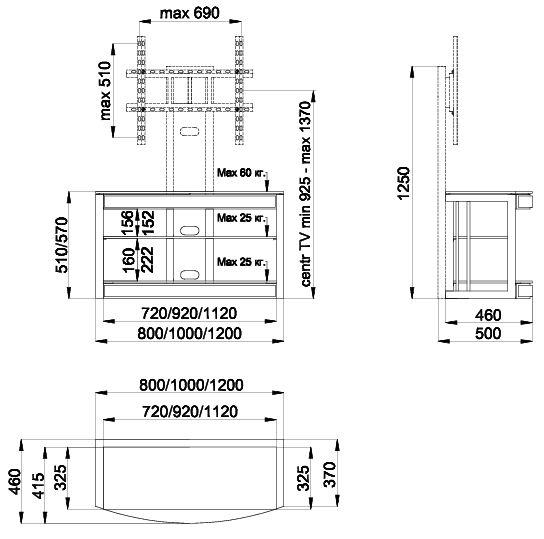 Подставка Akur OMEGA PS 1200 (черный + тонированное стекло + венге) артикул 136905Si-1 фото 3