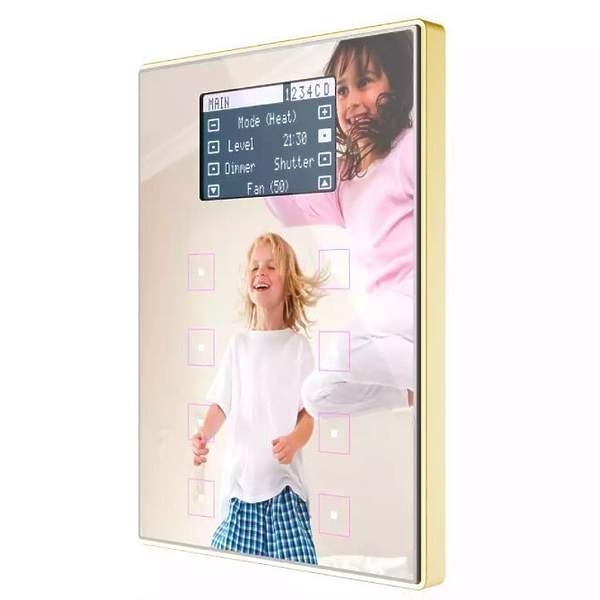 Комнатный контроллер KNX Zennio TMD-Display View, произвольная графика, рамка под золото артикул 245251Si-1