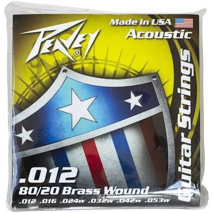 Струны для акустической гитары Peavey 80/20 Acoustic Brass Wound Strings 12-53 артикул 291665Si-1