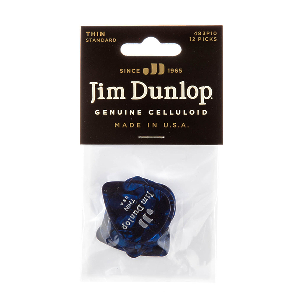Медиаторы Dunlop 483P10TH Celluloid Blue Pearloid Thin (12 шт) артикул 312911Si-1