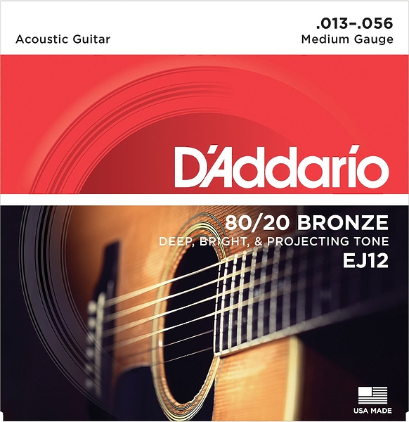 Струны D'Addario EJ12 SET ACOUS GTR 80/20 BRZ MED 13-56 артикул 273682Si-1