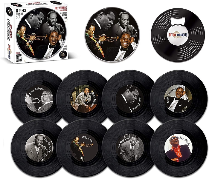 JAZZ LEGENDS - 8 PIECES COASTER SET WITH REAL VINYL COASTERS - RETRO MUSIQUE артикул 270115Si-1 фото 3