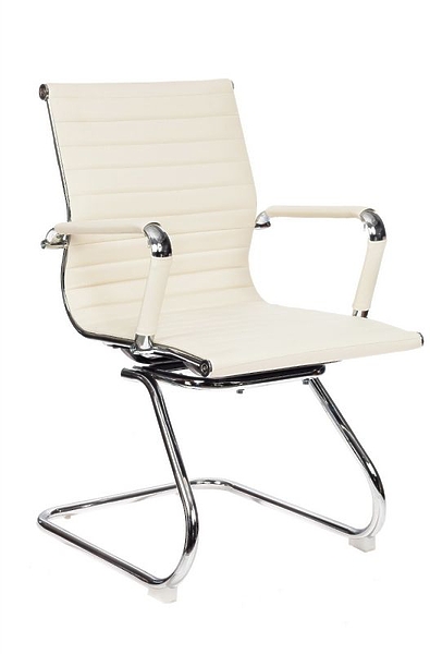 Кресло Бюрократ CH-883-LOW-V/IVORY (Office chair CH-883-LOW-V ivory eco.leather low back runners metal хром) артикул 263368Si-1