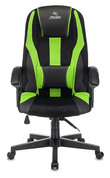 Кресло Zombie 9 GREEN (Game chair 9 black/l.green textile/eco.leather cross plastic) артикул 263245Si-1 фото 4