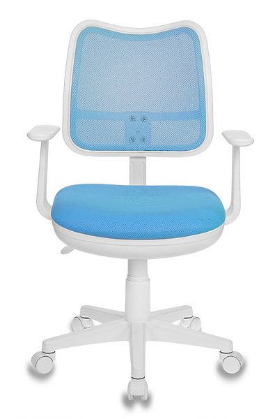 Кресло Бюрократ CH-W797/LB/TW-55 (Children chair CH-W797 blue seatblue TW-55 mesh/fabric cross plastic plastik белый) артикул 263205Si-1 фото 4