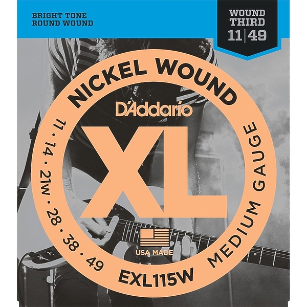 Струны D'Addario EXL115W SET GTR XL BLUES/JAZZ WND 3RD 11-49 артикул 273686Si-1