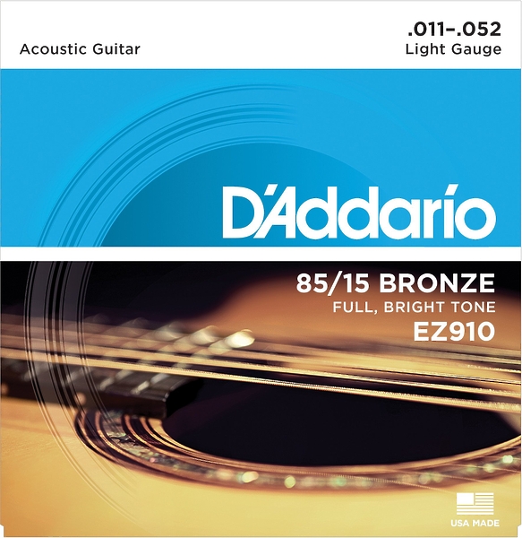 Струны D'Addario EZ910 SET ACOUS GTR 85/15 LITE 11-52 артикул 274500Si-1 фото 3