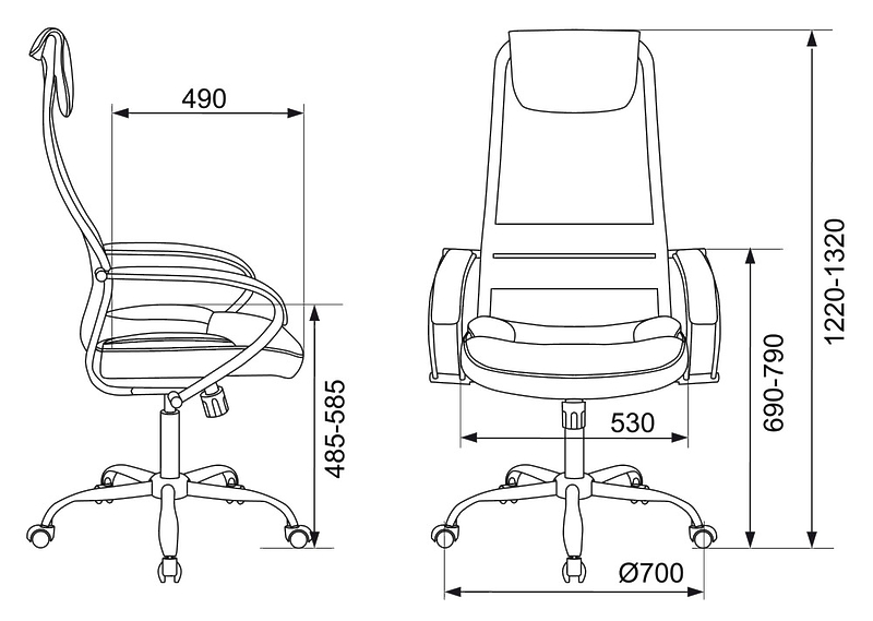 Кресло Бюрократ CH-608SL/BLACK (Office chair CH-608SL black TW-01 TW-11 eco.leather/gauze headrest cross metal хром) артикул 263193Si-1 фото 7