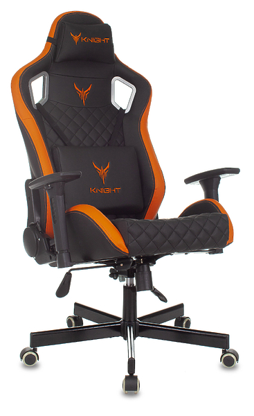 Кресло Knight OUTRIDER BO (Game chair Knight Outrider black/orange rombus eco.leather headrest cross metal) артикул 263358Si-1 фото 8