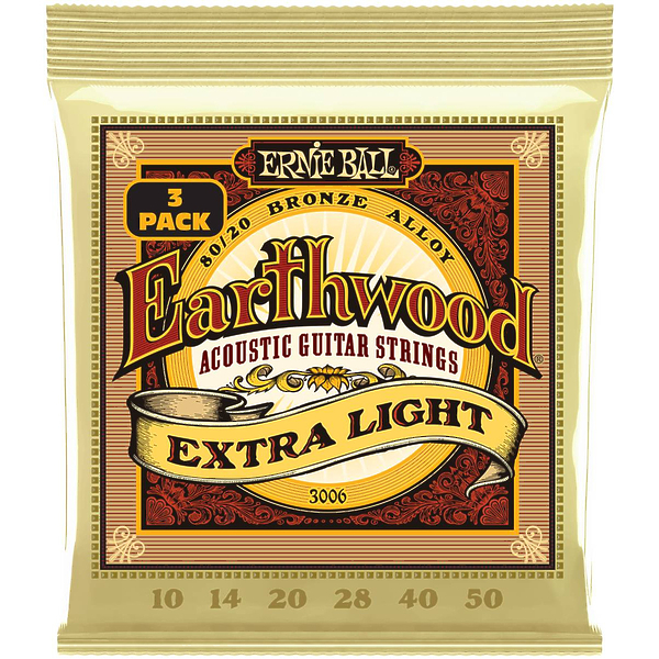 Струны для акустической гитары Ernie Ball 3006 Earthwood Extra Light 80/20 10-50 артикул 291611Si-1