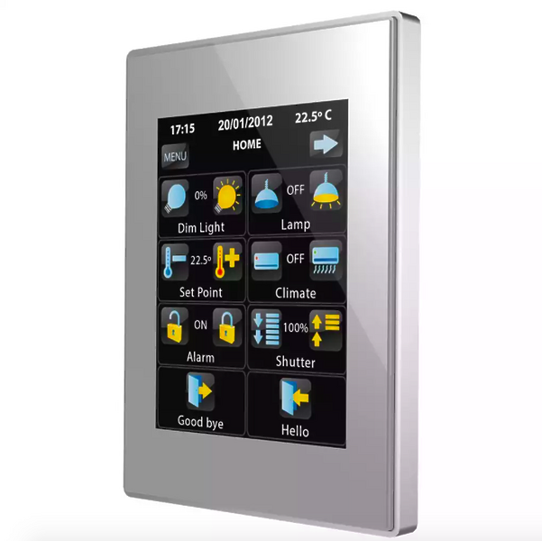 Сенсорная панель KNX Zennio Z41 PRO серебро, алюминиевая рамка под хром артикул 245182Si-1