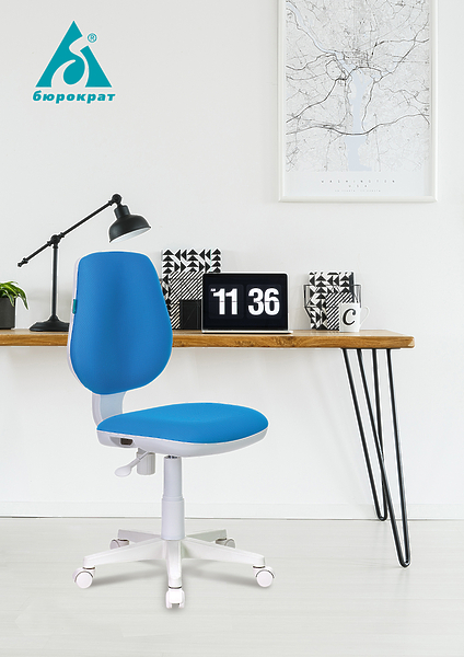 Кресло Бюрократ CH-W213/TW-55 (Children chair CH-W213 blue TW-55 cross plastic plastik белый) артикул 263265Si-1 фото 6