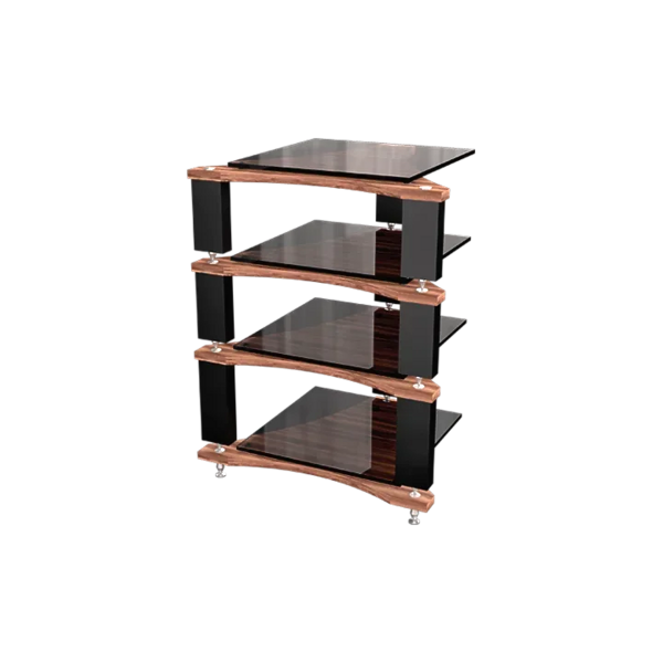 Стойка под аппаратуру VOXmodule S-001 Basic (уровень 1, shelf walnut, graphite glass, legs black moire, plugs silver) артикул 236860Si-1 фото 3