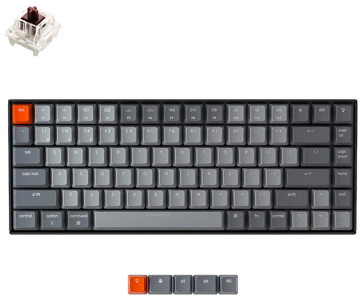 Беспроводная механическая ультратонкая клавиатура Keychron K2 White Led Gateron Brown Switch артикул 275437Si-1