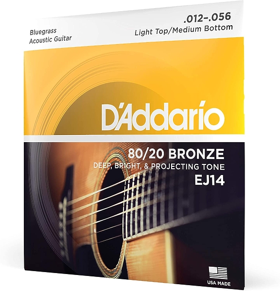 Струны D'Addario EJ14 80/20 BRONZE ACOUSTIC GUITAR STRINGS, LIGHT TOP/MEDIUM BOTTOM/BLUEGRASS артикул 273670Si-1