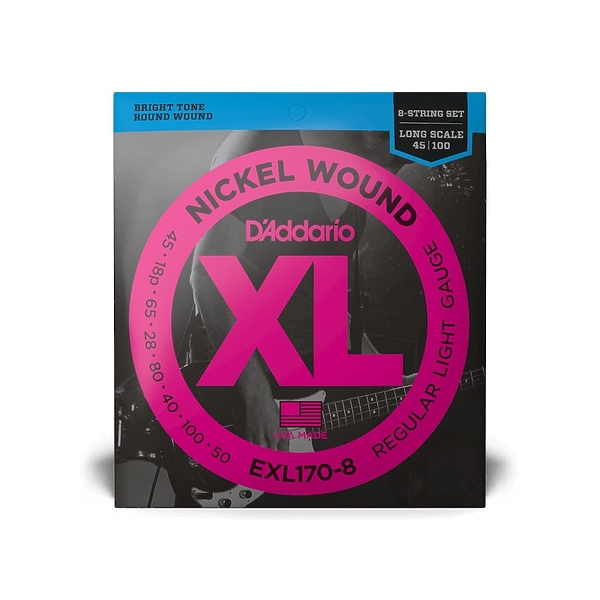 Струны для 8-струнной бас-гитары D'Addario EXL170-8 артикул 308119Si-1
