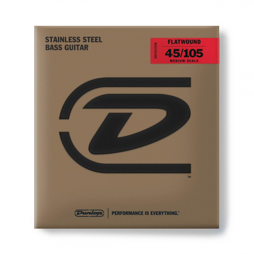 Струны для гитары Dunlop DBFS45105M Stainless Steel Flatwound артикул 279747Si-1