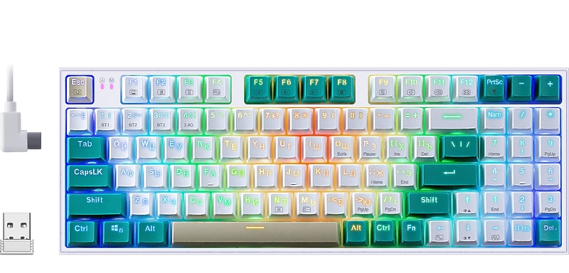 Игровая беспроводная клавиатура Redragon VEIGAR бело-голубая артикул 324017Si-1 фото 3
