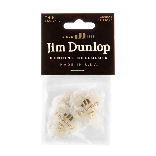 Медиаторы Dunlop 483P04TH Celluloid White Pearloid Thin (12 шт) артикул 312897Si-1