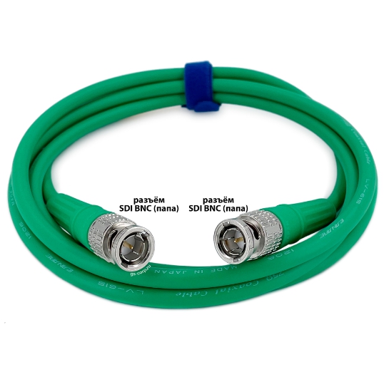 Кабель мобильный/сценический GS-PRO 12G SDI BNC-BNC (green) 3 метра артикул 313874Si-1