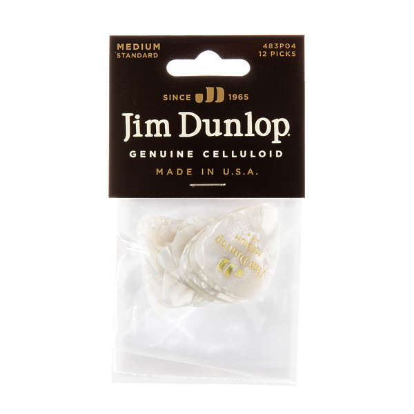 Медиаторы Dunlop 483P04MD Celluloid White Pearloid Medium (12 шт) артикул 312896Si-1