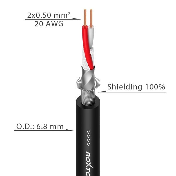 Кабель микрофонный Roxtone MC022L-LSZH/100 Black артикул 313428Si-1 фото 3