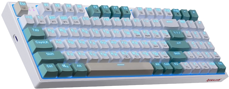 Игровая беспроводная клавиатура Redragon VEIGAR бело-голубая артикул 324017Si-1 фото 4