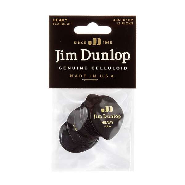 Медиаторы Dunlop 485P03HV Celluloid Black Teardrop Heavy (12 шт) артикул 312922Si-1