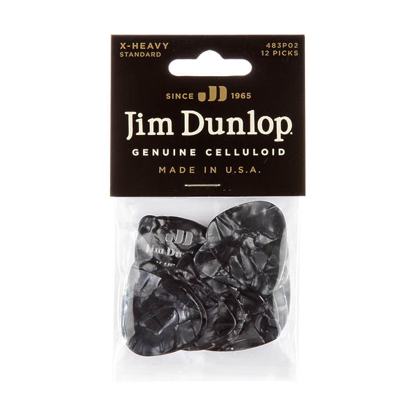 Медиаторы Dunlop 483P02XH Celluloid Black Pearloid Extra Heavy (12 шт) артикул 312893Si-1