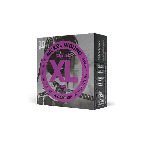Струны для электрогитары D'Addario EXL-120-10P (10 компл.) артикул 311115Si-1
