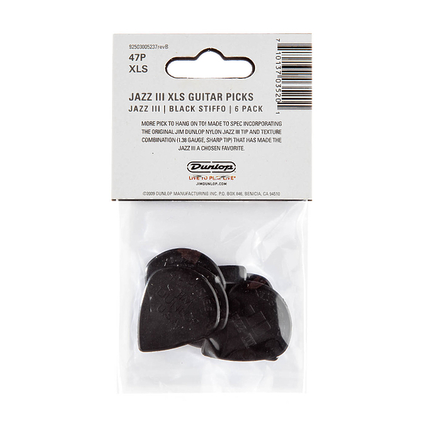 Медиаторы Dunlop 47PXLS Nylon Jazz III XL (6 шт) артикул 319529Si-1 фото 3
