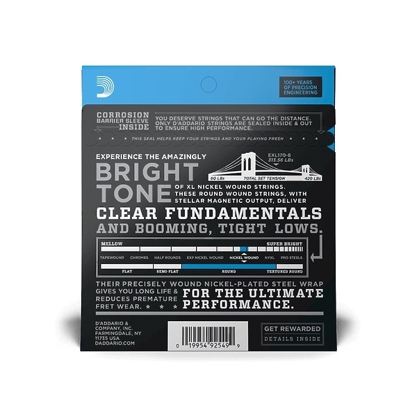Струны для 8-струнной бас-гитары D'Addario EXL170-8 артикул 308119Si-1 фото 3