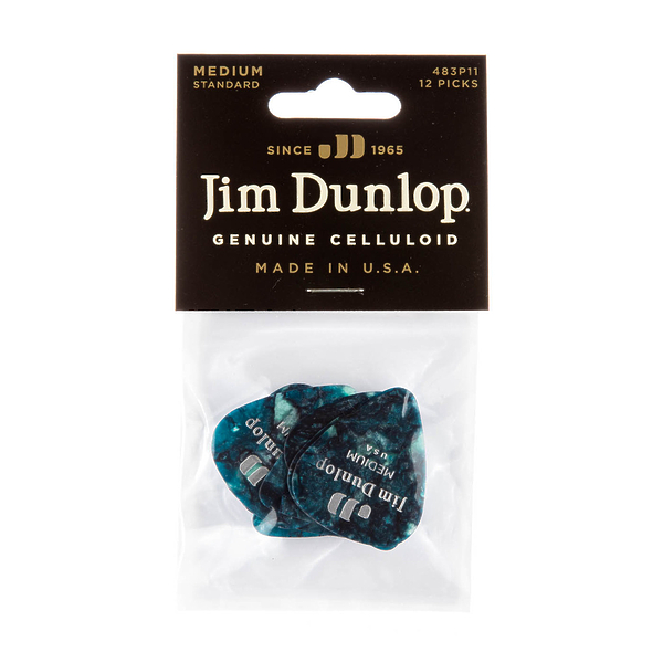 Медиаторы Dunlop 483P11MD Celluloid Turquoise Pearloid Medium (12 шт) артикул 319766Si-1