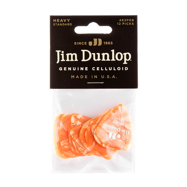 Медиаторы Dunlop 483P08HV Celluloid Orange Pearloid Heavy (12 шт) артикул 312905Si-1