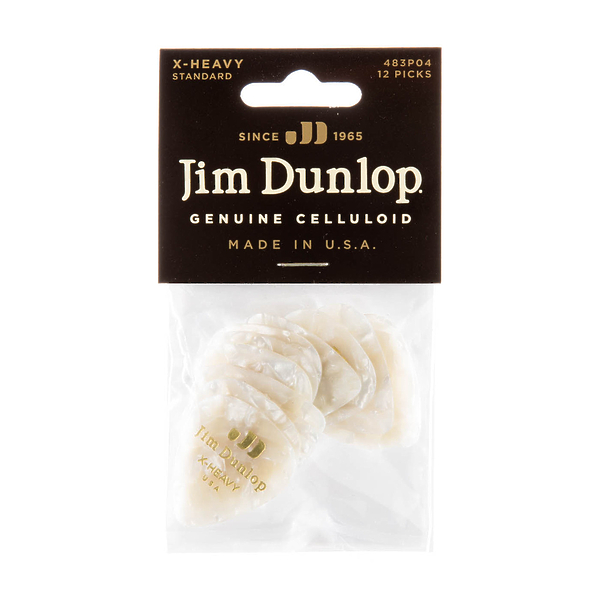 Медиаторы Dunlop 483P04XH Celluloid White Pearloid Extra Heavy (12 шт) артикул 312898Si-1