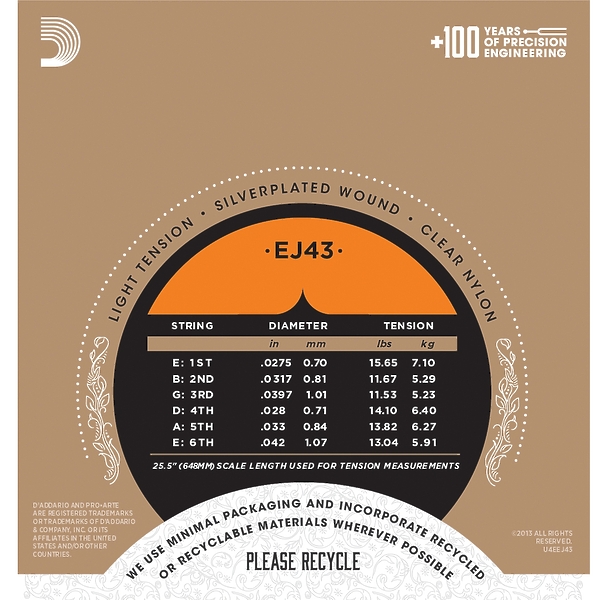 Струны для классической гитары D'Addario EJ43 артикул 308140Si-1 фото 3