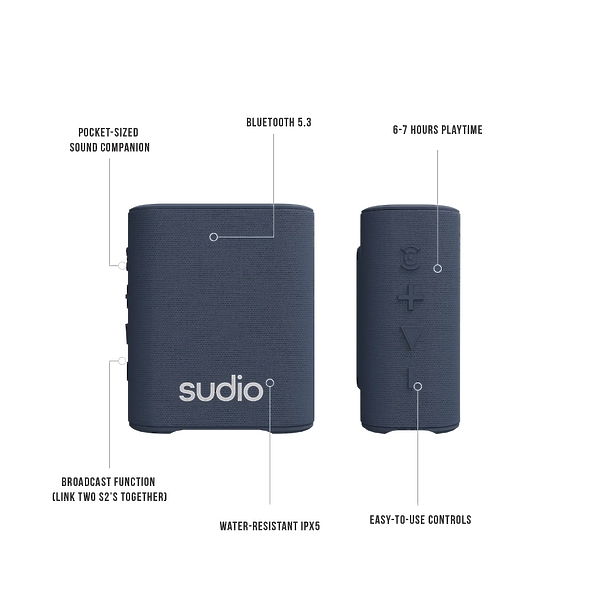 Портативная акустика Sudio S2 Blue артикул 326518Si-1 фото 4