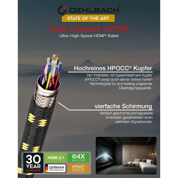 HDMI-кабель Oehlbach STATE OF THE ART XXL Carb Connect Ultra HDMI, 5m, gold, D1C11446 артикул 309247Si-1 фото 6