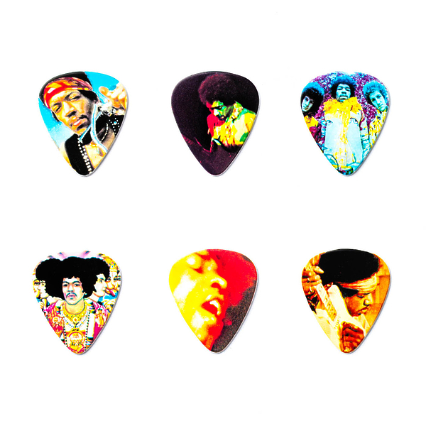 Медиаторы Dunlop JHPT08H Jimi Hendrix Montage Pick Tin (6 шт) артикул 313005Si-1 фото 4