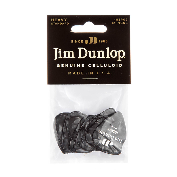 Медиаторы Dunlop 483P02HV Celluloid Black Pearloid Heavy (12 шт) артикул 319760Si-1