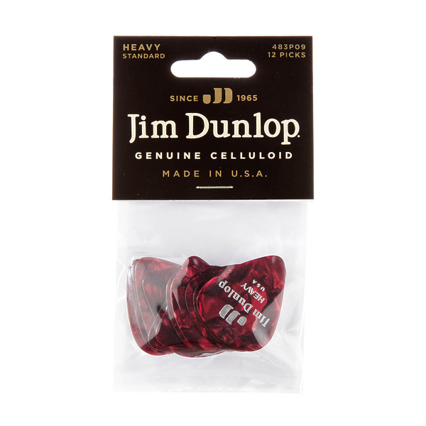 Медиаторы Dunlop 483P09HV Celluloid Red Pearloid Heavy (12 шт) артикул 312907Si-1