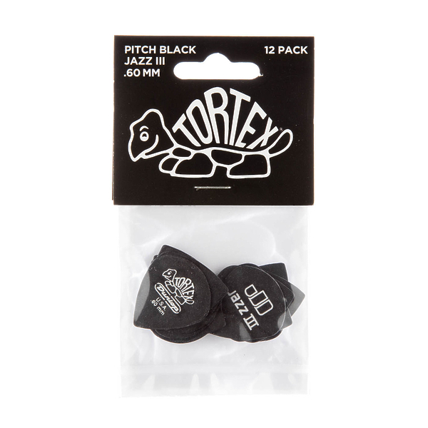 Медиаторы Dunlop 482P060 Tortex Pitch Black Jazz III (12 шт) артикул 319582Si-1